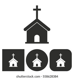 Church - black and white icons. Vector illustration.
