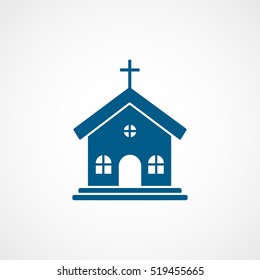 Church Blue Flat Icon On White Background