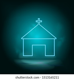 Church blue neon vector icon. Simple element illustration from map and navigation concept. Church blue neon vector icon. Real estate concept vector illustration.