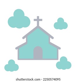 Iglesia con un vector de icono del cielo azul