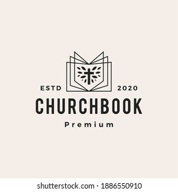 church book hipster vintage logo vector icon illustration