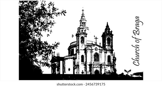 Church of Braga is fine piece of art. It is created for printing purpose. It can enable designer to print for their own printing products. 