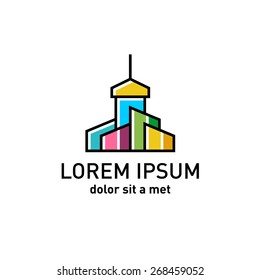 Church building color silhouette logo