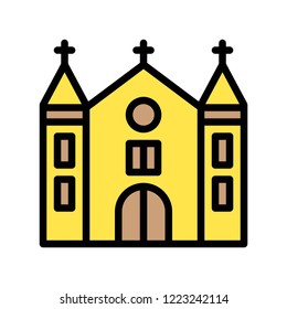 church building editable stroke icon in flat design.