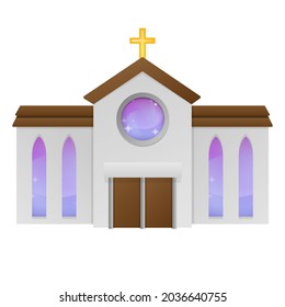 Church Building Emoji Icon Illustration Sign. Christian Religion Cross Vector Symbol Emoticon Design Vector Clip Art.