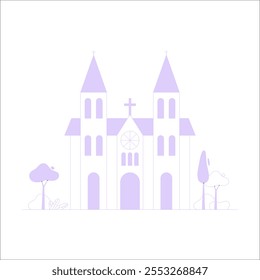 Edifício De Igreja Em Ilustração De Vetor Plano Simbolizando Religião, Espiritualidade E Arquitetura, Isolada Sobre Fundo Branco.