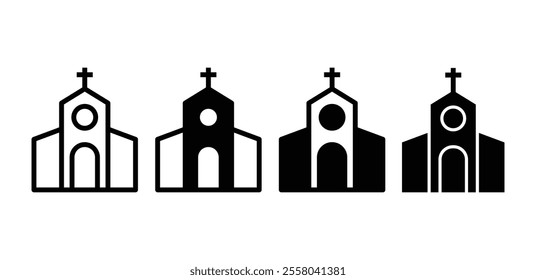 church building front view icon symbol vector design simple black white color flat modern illustration collection sets isolated