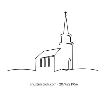 Church building hand drawn