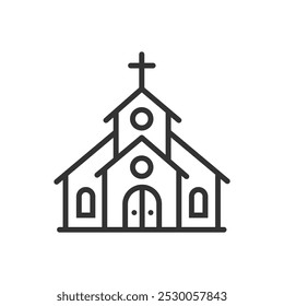 ícone de construção de igreja isolado design plano vetor ilustração no fundo branco.