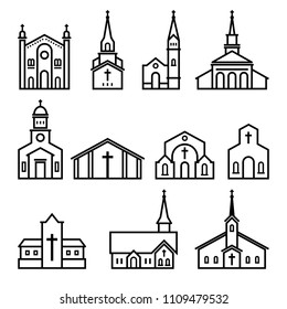 church , building icon in linear style