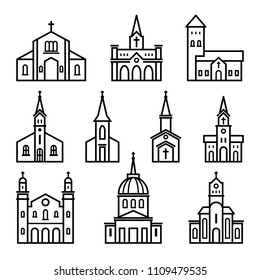 church , building icon in linear style