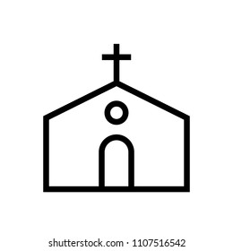 Church building icon lined simple flat style illustration.