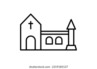 Church building icon. Icon related to monastery, religion, building. Line icon style design. Simple vector design editable