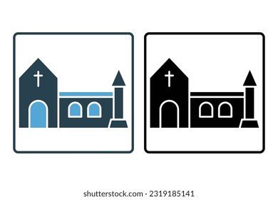 Church building icon. Icon related to monastery, religion, building. Solid icon style design. Simple vector design editable