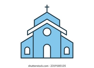 Church building icon. Icon related to religion, building. Flat line icon style design. Simple vector design editable