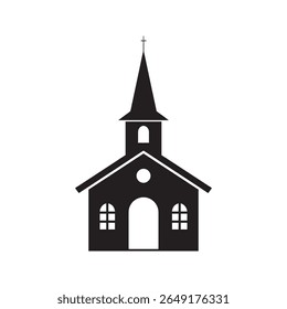 Ícone de construção da igreja para religião e fé um símbolo do cristianismo e adoração um lugar para a comunidade de reunião e serviço espiritual vetor ícone de glifo sólido