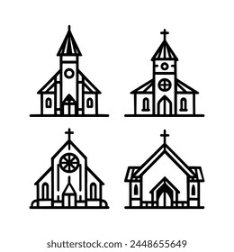 Church building, icon set of design element. Vector