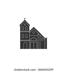 Church Building Icon Silhouette Illustration. Religious House Vector Graphic Pictogram Symbol Clip Art. Doodle Sketch Black Sign.