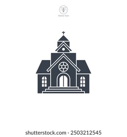 Ilustración vectorial del icono del edificio de la iglesia aislada en el fondo blanco