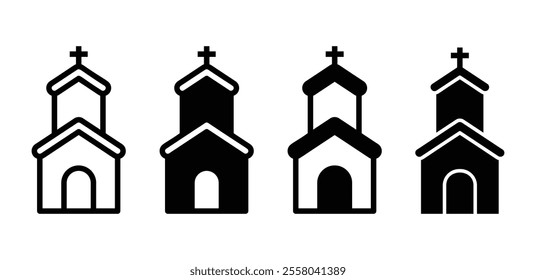 church building icon symbol vector design simple black white color flat modern illustration collection isolated
