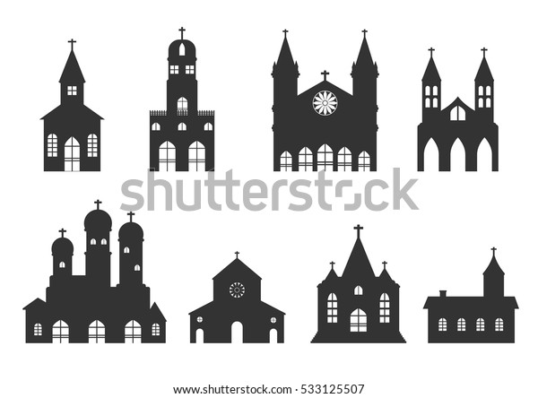教会の建物アイコン キリスト教の教会のシルエット記号とシンボルのベクター画像 のベクター画像素材 ロイヤリティフリー