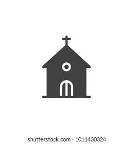 Church building icon vector, filled flat sign, solid pictogram isolated on white. Religion symbol, logo illustration.