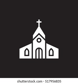 Church Building Icon Vector, Filled Flat Sign, Solid Pictogram Isolated On Black, Logo Illustration