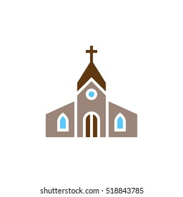 Church building icon vector, filled flat sign, solid colorful pictogram isolated on white, logo illustration