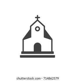 Church building icon vector, filled flat sign, solid pictogram isolated on white. Symbol, logo illustration.