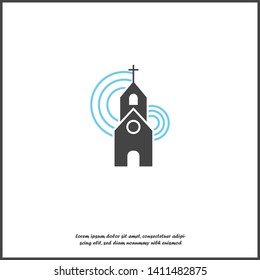Church building icon. Vector religious church illustration icon on white isolated background.