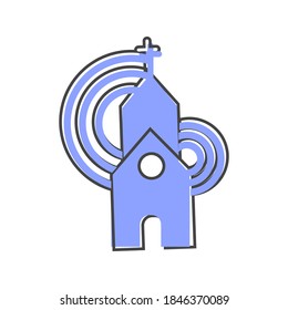 Church building icon. Vector religious church illustration on white isolated background.