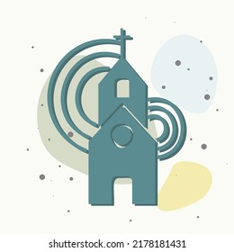 Church building icon. Vector religious church illustration icon on multicolored background. Layers grouped for easy editing illustration. For your design.