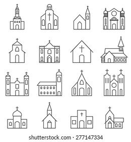 Church Building Icon Vector Set