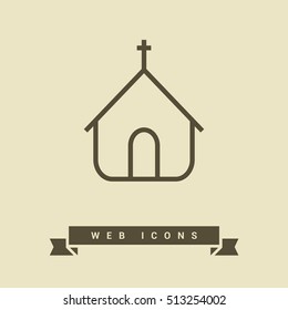 a church building isolated single linear icon for websites and mobile minimalistic flat design.