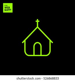 a church building isolated single linear icon for websites and mobile minimalistic flat design.