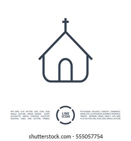 a church building isolated single linear icon for websites and mobile minimalistic flat design.