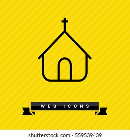 a church building isolated single linear icon for websites and mobile minimalistic flat design.