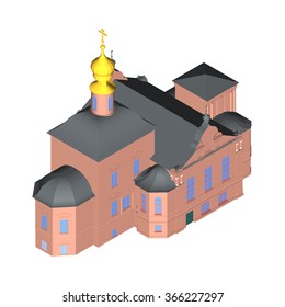 Church building Isometric 3D icon. Vector illustration eps 10.