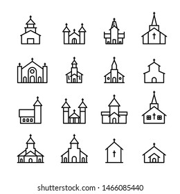 church building line icon.set of design element.