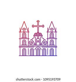 Church building line icon, outline vector sign, linear pictogram isolated on white. logo illustration