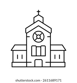 church building line icon vector. church building sign. isolated contour symbol black illustration