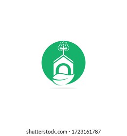 Church building logo design. Template logo for churches and Christian. Cross church building logo.