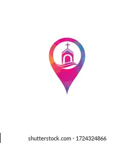 Church building logo design. Template logo for churches and Christian. Cross church building logo.