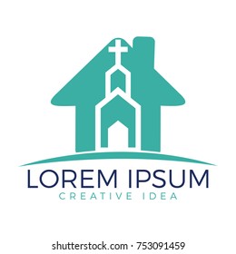 Church building logo design. Template logo for churches and Christian organizations cross