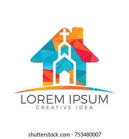 Church building logo design. Template logo for churches and Christian organizations cross.