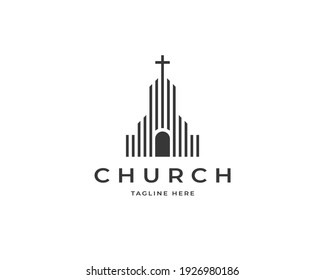 Church building logo design vector. Modern architecture logo design