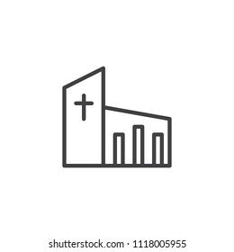 Church Building Outline Icon. Linear Style Sign For Mobile Concept And Web Design. Religion Simple Line Vector Icon. Symbol, Logo Illustration. Pixel Perfect Vector Graphics