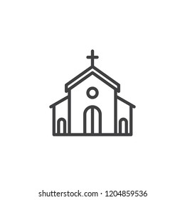 Church Building Outline Icon Linear Style Stock Vector (Royalty Free ...