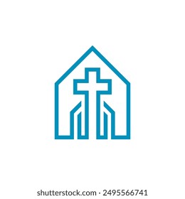 Church Building Outline logo design vector template