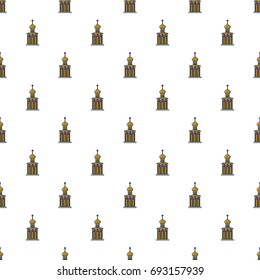 Church building pattern in cartoon style. Seamless pattern vector illustration